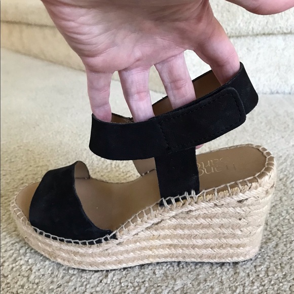 🆕🔥FRANCO SARTO ESPADRILLE BLACK💯SUEDE&💯LEATHER SEXY&CHIC&WOOVEN WEDGES!! - Picture 4 of 15